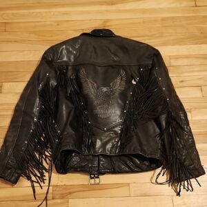 Black Leather Fringe Jacket